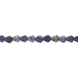 Iolite 1pkg1, hand-cut faceted teardrop bead natural 15 inch 4x3mm-5x5mm