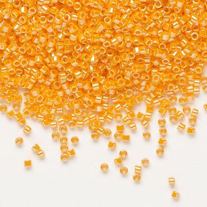 Seed bead, Delica®, glass, pkg/7.5g, #11 round, opaque luster mandarin orange (DB-1563).