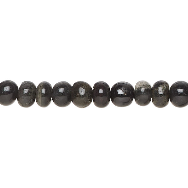 Bead, grey feldspar (natural), dark, 6x4mm-7x6mm hand-cut rondelle and 6mm round, C grade, Mohs hardness 6 to 6-1/2. Sold per 14-inch strand. image number 0