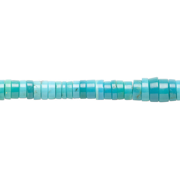 Bead, sleeping beauty turquoise (natural), 4.5 x 2-4.5 x 3mm heishi, B grade, Mohs hardness 5-6. Sold per 15-1/2" to 16" strand. image number 0