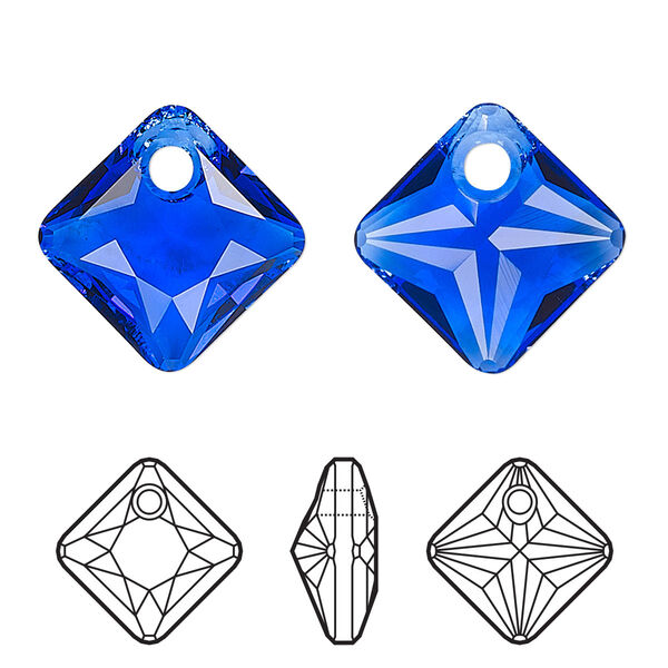 Drop 4pk majestic blue, Crystal Passions® 9mm pendant princess cut 6431 image number 0