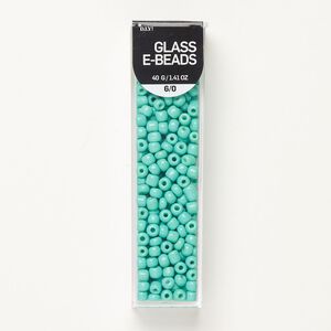 Seed bead, glass, pkg/40g, #6 round, opaque teal.