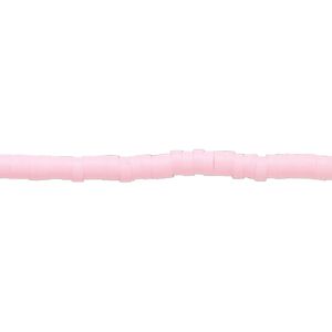 Bead, polymer clay, opaque light pink, 3x1mm heishi. Sold per pkg of (2) 16-inch strands.