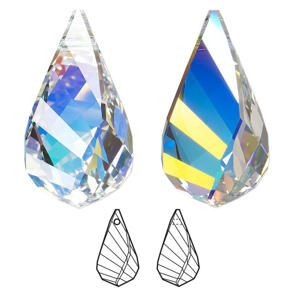 Focal 1pk crystal AB, Crystal Passions® 37x21mm pendant helix 6020 image number 0