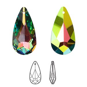 Drop 1pk crystal vitrail medium, Crystal Passions® 24x12mm pendant teardrop 6100