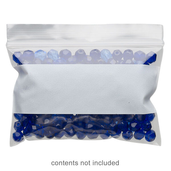 Bag, Tite-Lip™, plastic, clear and white, 3x2-inch side zip with block. Sold per pkg of 1,000. image number 0