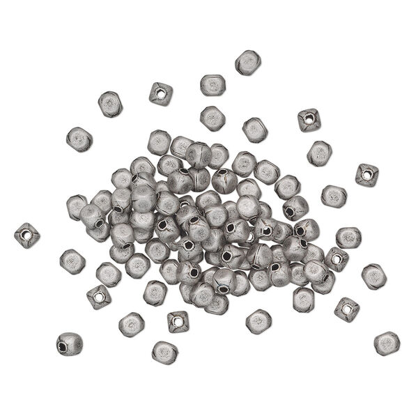Bead, antique silver-plated brass, 4x3mm rounded rectangle. Sold per pkg of 100. image number 0