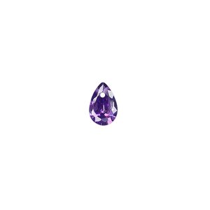 Drop, cubic zirconia, amethyst purple, 9x6mm hand-faceted teardrop, Mohs hardness 8-1/2. Sold per pkg of 6.