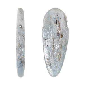 Blue kyanite 1pkg1, hand-cut top-drilled freeform bead natural 25x5mm-40x12mm