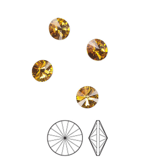 Chaton 288pk topaz foil back, Preciosa MAXIMA Czech crystal rhinestone 6.14-6.32mm rivoli SS29 image number 0