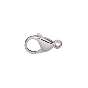 Clasp, lobster claw, stainless steel, 15x10mm round. Sold per pkg of 2.