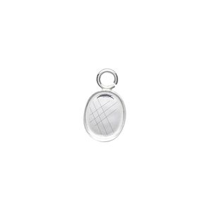 Drop, fine silver, 10x8mm oval bezel cup setting with open loop. Sold per pkg of 4.