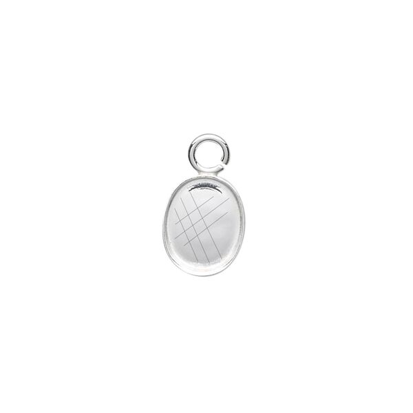 Drop, fine silver, 10x8mm oval bezel cup setting with open loop. Sold per pkg of 4. image number 0