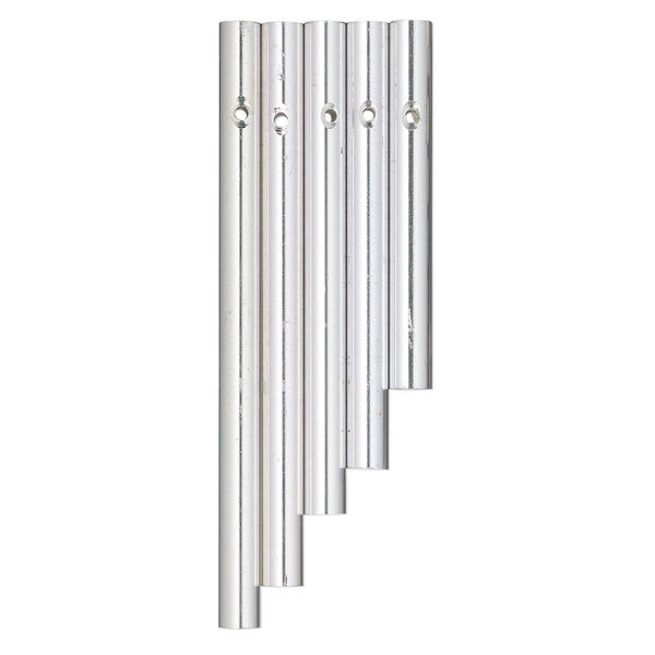 Wind chime component, aluminum, 3 x 5/16 to 5 x 5/16 inch graduated solid rod with 2.4mm beveled hole. Sold per 5-piece set. image number 0