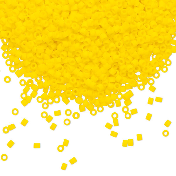 Seed bead, Delica®, glass, pkg/250g, #11 round, opaque matte canary (DB-1582). image number 0