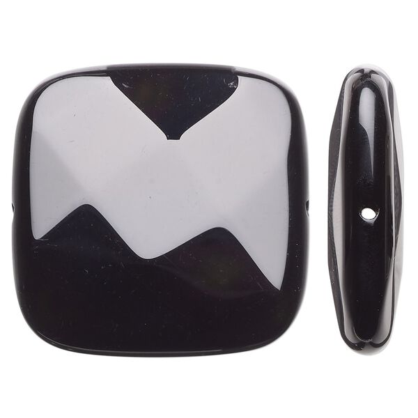 Black onyx 1pkg1, faceted flat square bead 40mm image number 0