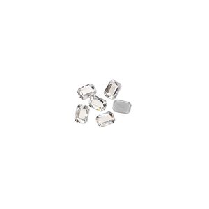 Flat back 6pk crystal foil back, Crystal Passions® hotfix 3.7x2.5mm emerald jewel 2602