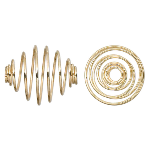 Bead cage, gold-plated steel, 21x17mm tapered oval. Sold per pkg of 10. image number 0