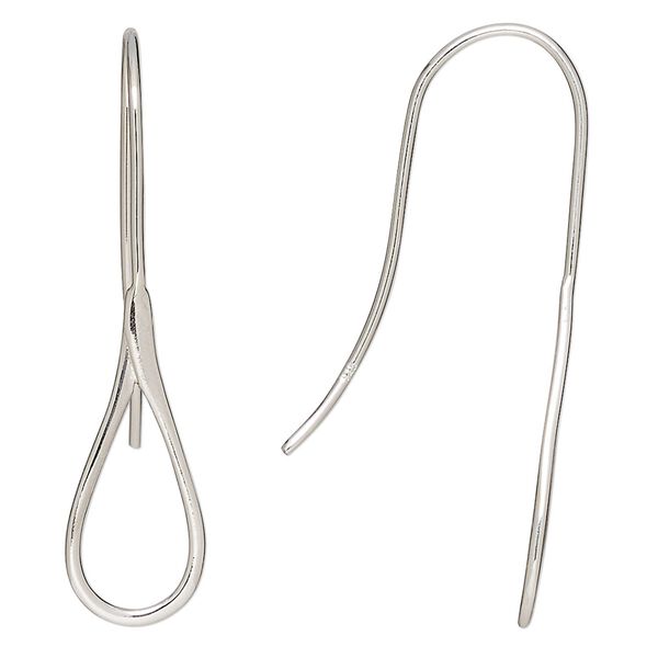 Ear wire fishhook 1pkg2 sterling silver, 40mm / teardrop, 20 gauge 1 pair image number 0
