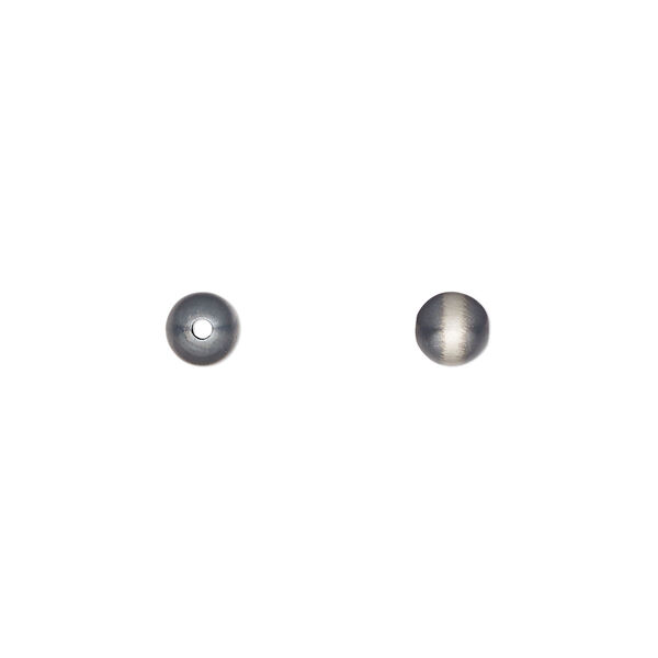 Bead, Navajo pearl style, brushed oxidized sterling silver, 5mm round. Sold per pkg of 4. image number 0