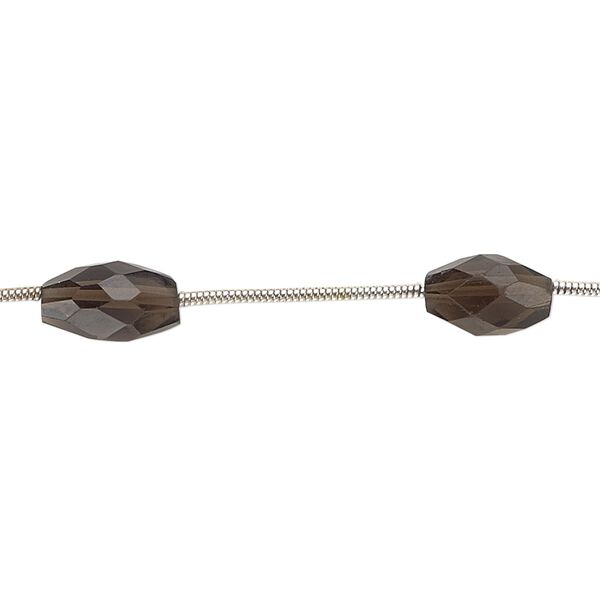 Smoky quartz 1pkg6, hand-cut faceted oval bead 9x5mm-11x6mm image number 0
