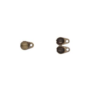 Bead tip, antique gold-plated brass, 6.5x4mm side clamp-on with closed loop. Sold per pkg of 100.