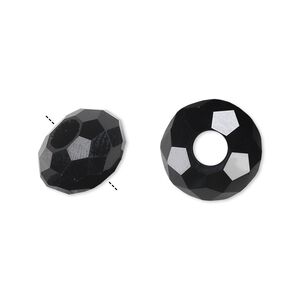 Bead 12pk 32 facets black, Celestial Crystal® Dione® 14x8mm rondelle