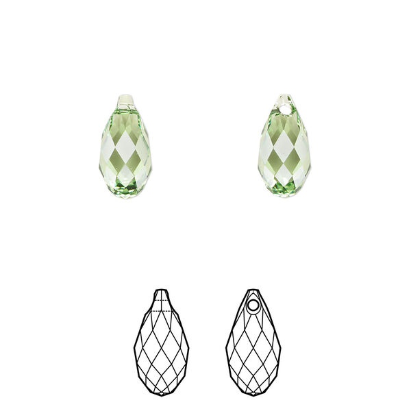 Briolette 24pk peridot, Crystal Passions® Regenerated 11x5.5mm pendant drop 6010 image number 0