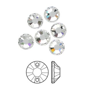Sew-on 6pk crystal foil back, Crystal Passions® 8mm flatback 3204