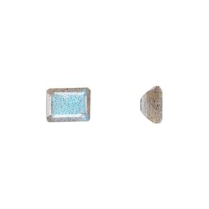 Labradorite 1pkg1, hand-cut faceted emerald-cut gem natural 8x6mm