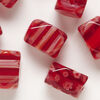 Bead, millefiori glass 1pkg2oz, translucent red and white, 16x10mm-18x13mm 4-sided rectangle. image number 1