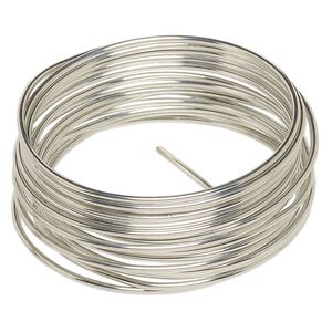 Wire, Zebra Wire™, tinned copper, silver color, round, 12 gauge. Sold per 3-yard coil.