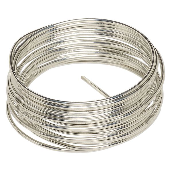 Wire, Zebra Wire™, tinned copper, silver color, round, 12 gauge. Sold per 3-yard coil. image number 0
