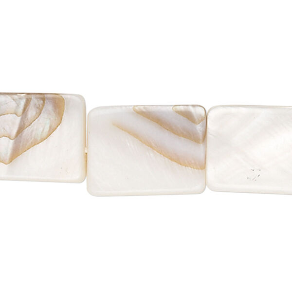 Bead, mother-of-pearl shell (natural / bleached), white, 17x13mm-18x13mm flat rectangle. Sold per 15" to 16" strand. image number 0