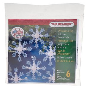 Ornament kit, The Beadery®, plastic, translucent blue and opaque pale blue, snowflake (7006). Sold individually.