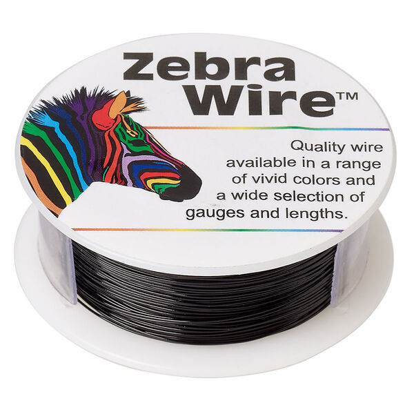 Wire, Zebra Wire™, color-coated copper, black, round, 26 gauge. Sold per 1/4-pound spool, approximately 115 yards. image number 0
