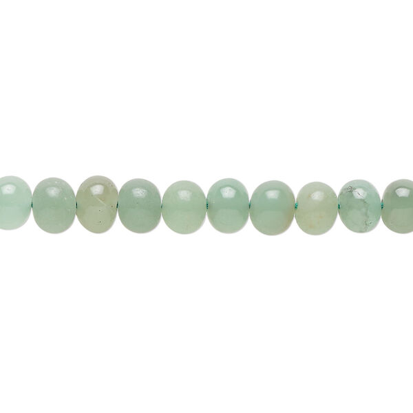 Bead, green chalcedony (dyed), 6x4mm-7x5mm hand-cut rondelle, C+ grade, Mohs hardness 6-1/2 to 7. Sold per 14-inch strand, approximately 75 beads. image number 0