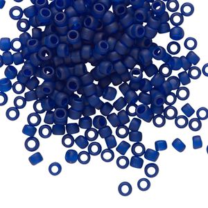 Seed bead, TOHO BEADS®, glass, pkg/50g, #8 round, translucent frosted cobalt (TR-08-8DF).