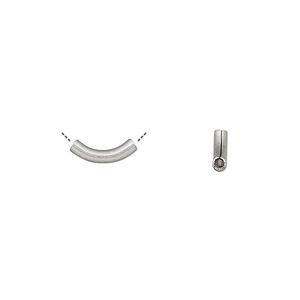 Bead, antique silver-plated brass, 10x2mm curved tube. Sold per pkg of 50.