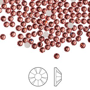 Flat back 144pk rose peach foil back, Preciosa MAXIMA Czech crystal hotfix rhinestone 2.7-2.9mm chaton rose round SS10