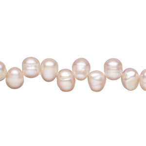 Freshwater pearl 1pkg1, top-drilled rice natural, 15 inch peach and mauve 6x4mm-8x6mm cultured