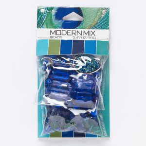 Bead mix, glass, pkg/70 g, 10/0-29x20mm single-drilled and double-drilled mixed shapes, multicolored.
