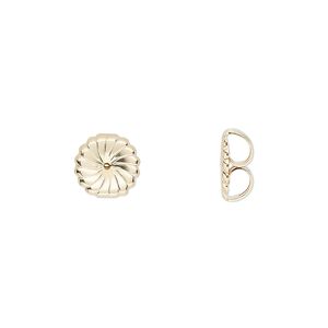 Earnut 1pkg2 14Kt gold, 9mm daisy round, 1 pair