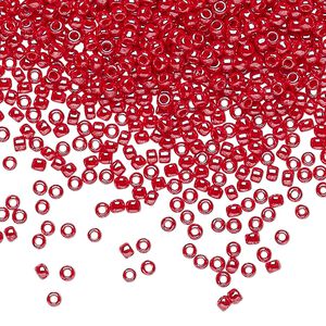 Seed bead, TOHO BEADS®, glass, pkg/7.5g, #11 round, opaque luster cherry (TR-11-125).