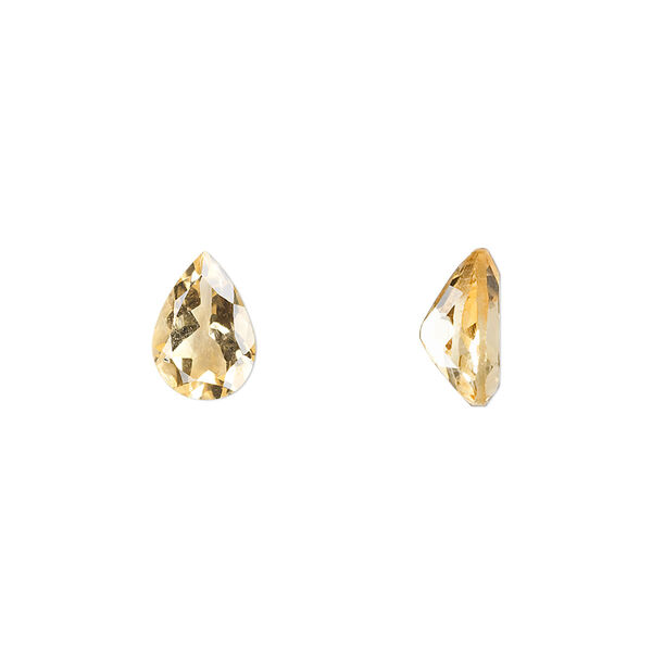 Gem, citrine (heated), 10x7mm faceted pear, A grade, Mohs hardness 7. Sold individually. image number 0
