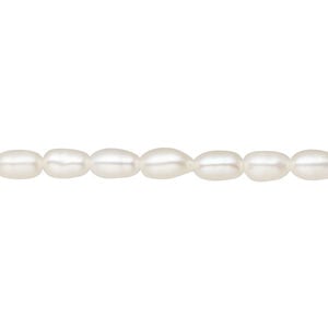 Freshwater pearl 1pkg1, rice, 15.5-16 inch white 4-5mm cultured