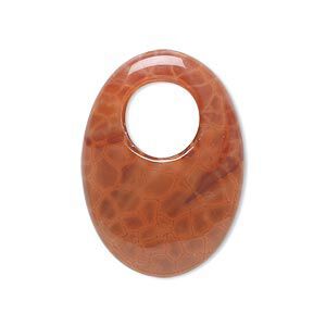 Fire crackle agate 1pkg1, oval go-go focal 30x22mm