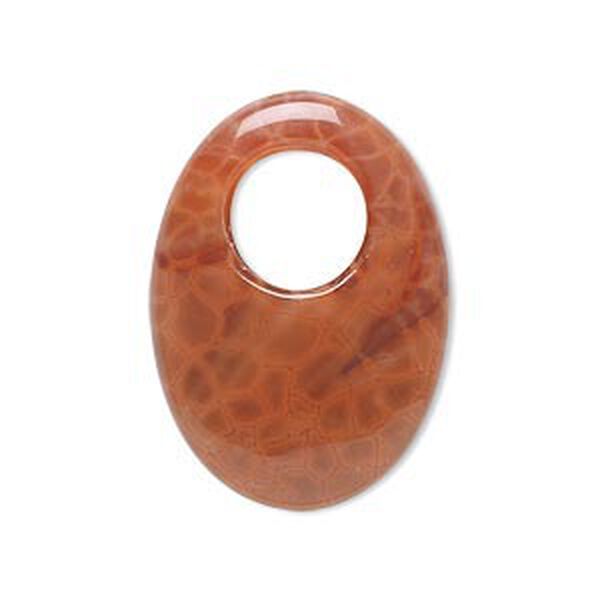 Fire crackle agate 1pkg1, oval go-go focal B- grade, 30x22mm image number 0