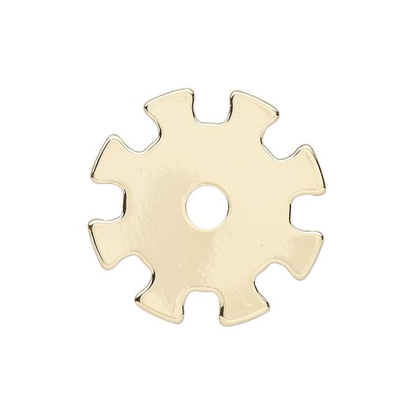 Component, gold-finished steel, 25mm gear with 4mm center hole. Sold per pkg of 6. image number 0