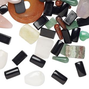 Multi-gemstone / glass 1pkg1, mixed shape bead 1 lb mix 6x4mm-44x30mm